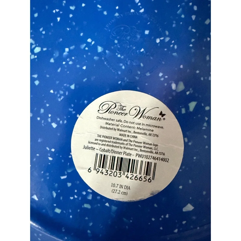 Pioneer Woman Juliette Cobalt Blue Melamine Dinner Plates Set of 4 10.7